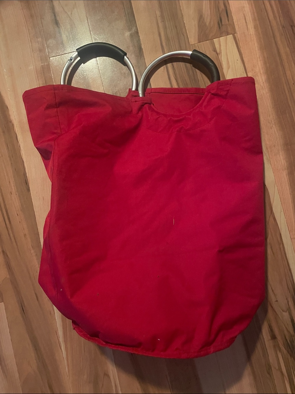 Red Tote Laundry Bag with Circular Handles